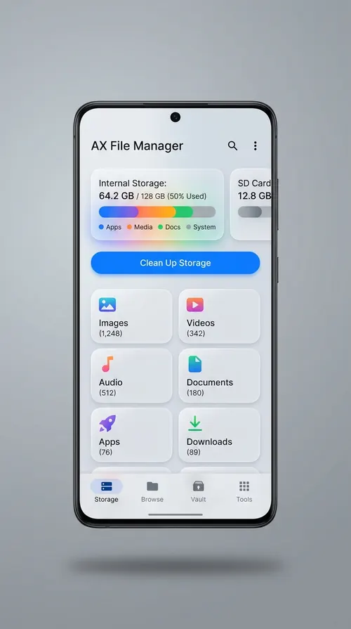AX File Manager Storage Dashboard